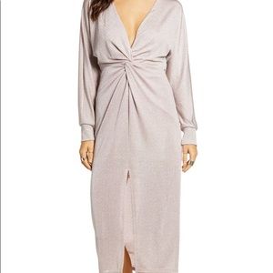 NWT All in Favor Metallic Twist Front Midi